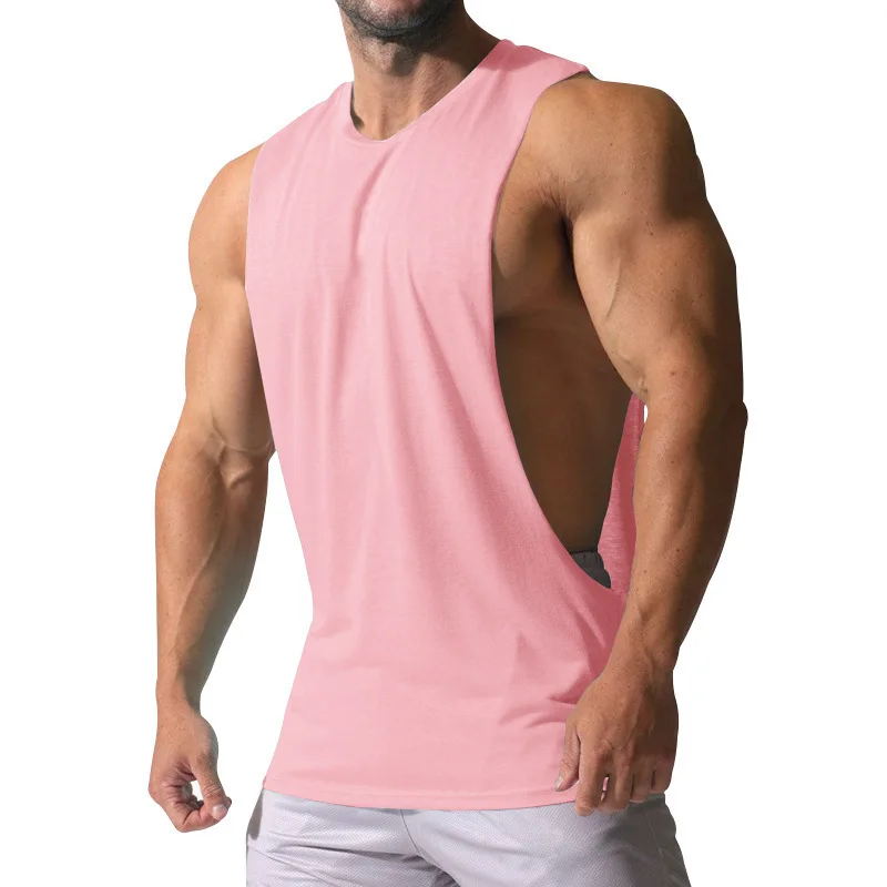 1 Piece Men's Sleeveless Undershirt Foreign Trade Loose Sports and Leisure Trend Solid Color MEN'S Shoulders Summer