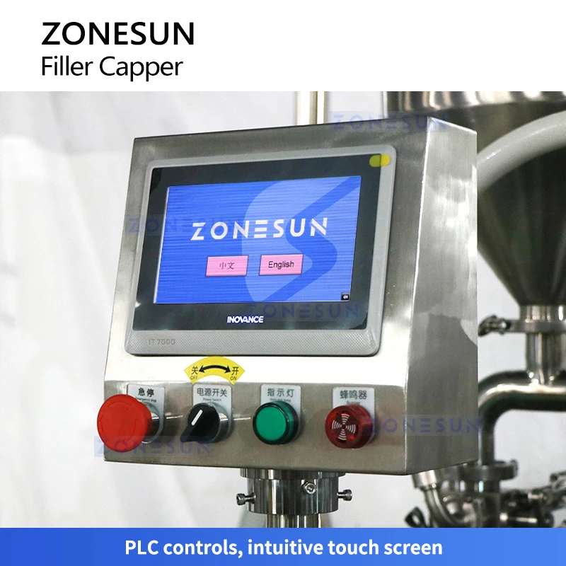 Zonesun-máquina de embalaje rotativa monobloque, taponadora automática de llenado y tapado de líquidos gruesos, ZS-AFC34