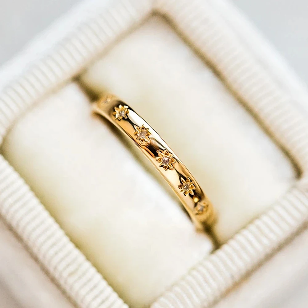Huitan Simple Thin Design Wedding Rings, Silver & Gold Color