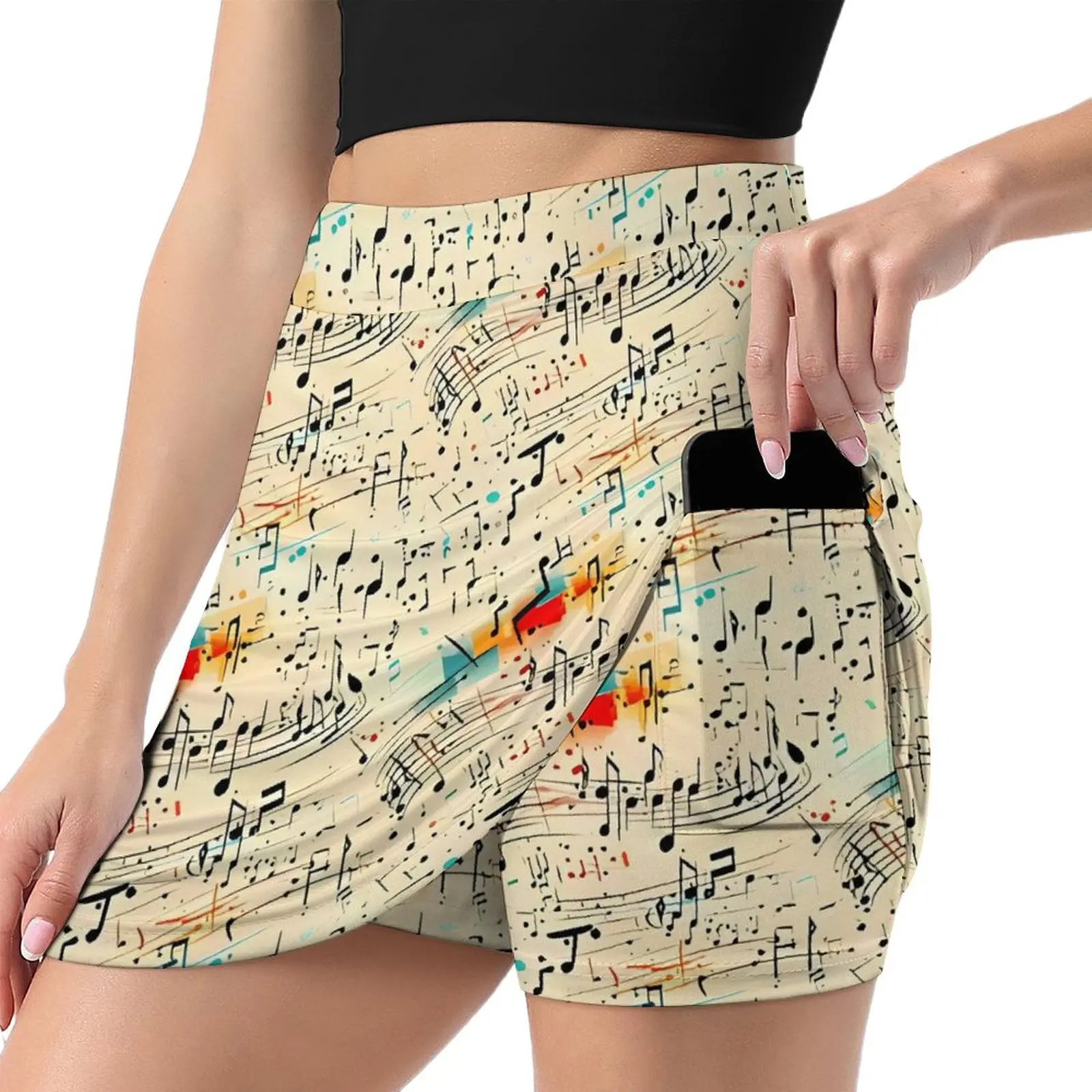 Modern Music Note Skirt Retro Print Street Style Casual Skirts Woman Vintage Mini Skirt Graphic Clothing Birthday Present