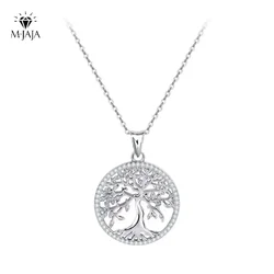 M-JAJA Moissanite Necklace for Women D VVS1 18k White Gold Plated 925 Sterling Silver Chain Diamond Tree of Life Pendant Jewelry