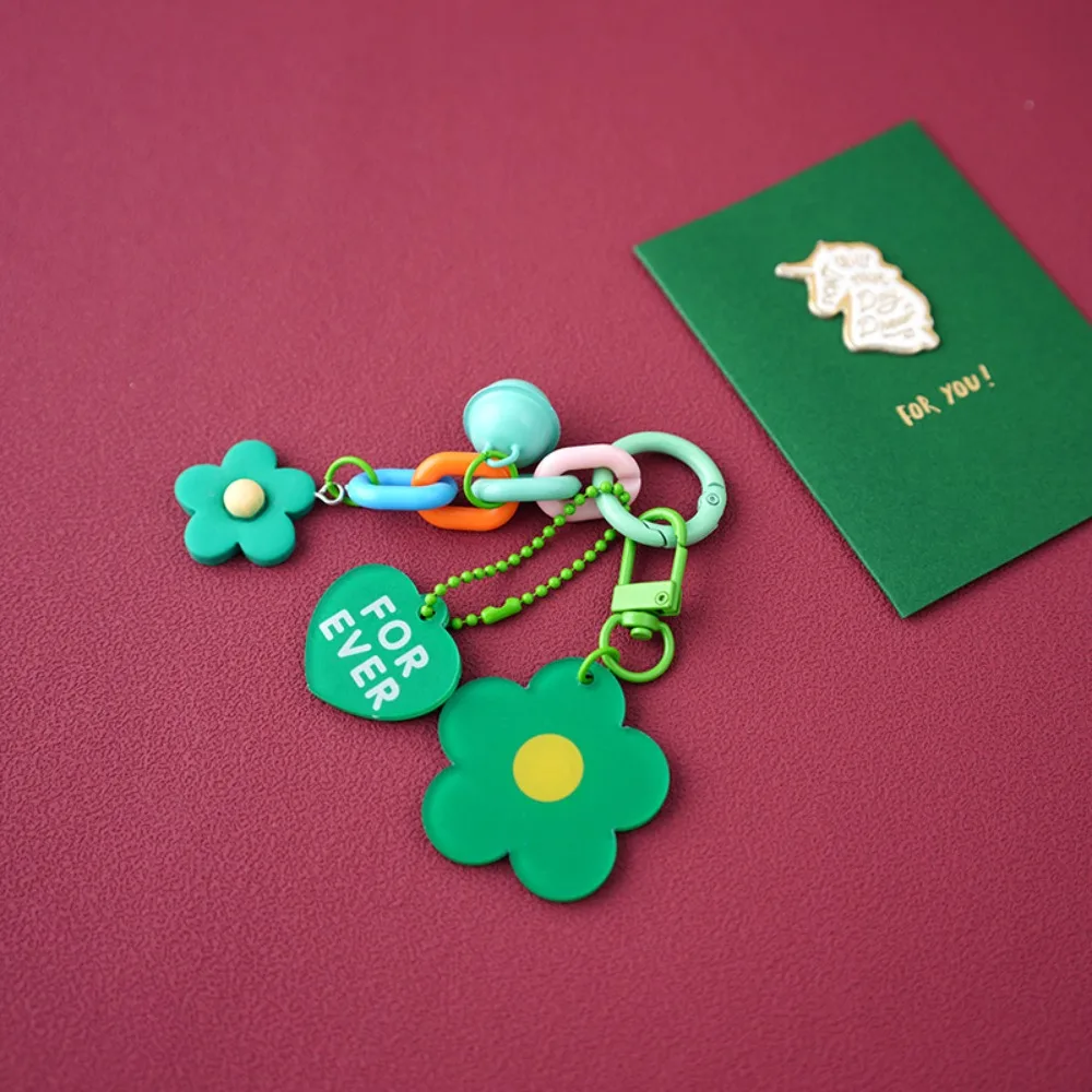 High Quality Candy Color Key Chain Acrylic Durable Key Ring Flower Heart Pendantl Key Ring Chain for Bag Pendant