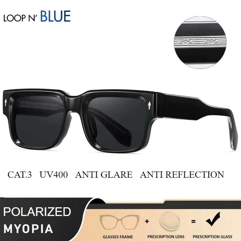 

LOOPNBLUE солнцезащитные очки для близорукости, мужские поляризационные очки, женские квадратные солнцезащитные очки, мужские очки, люнет, женские очки большого размера