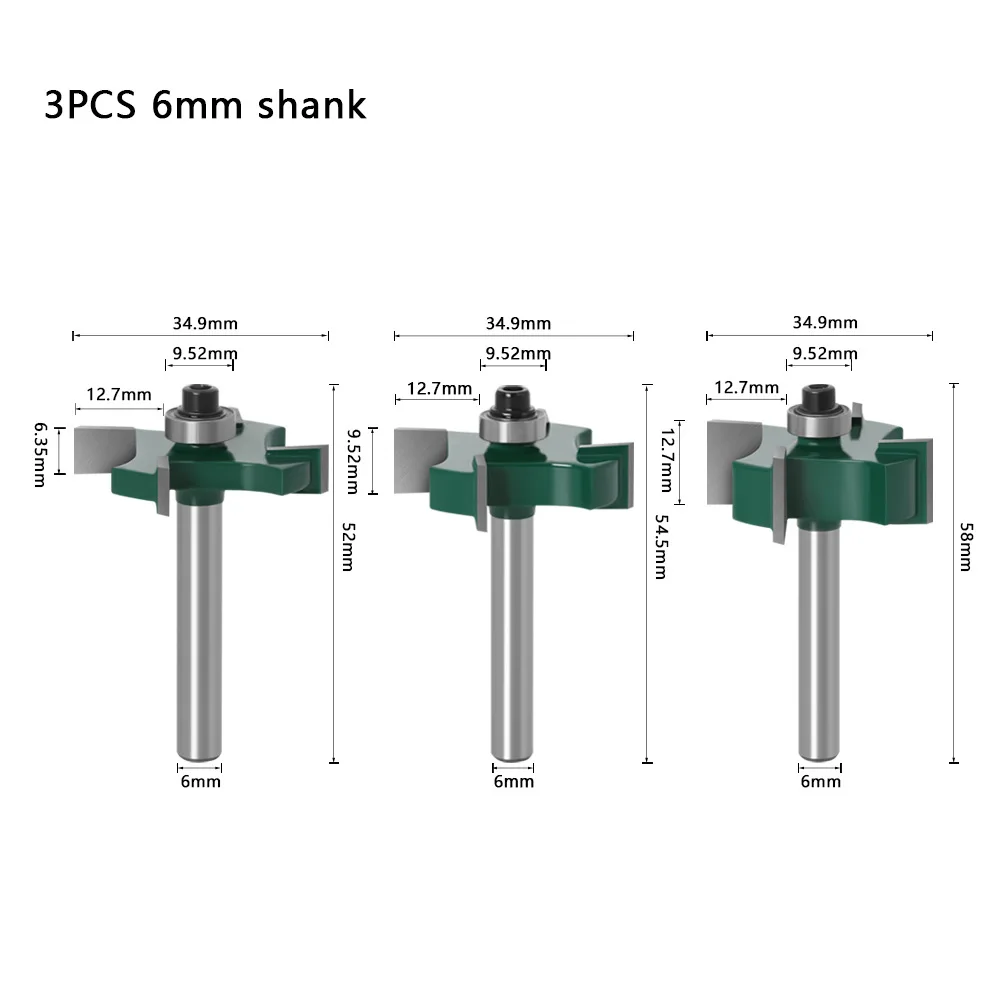1PC 1/4 "6.35MM Shank Milling เครื่องตัดไม้แกะสลัก T ประเภทแบริ่งเครื่องตัดไม้เกรดอุตสาหกรรม Rabbeting เครื่องมือ Router Bit