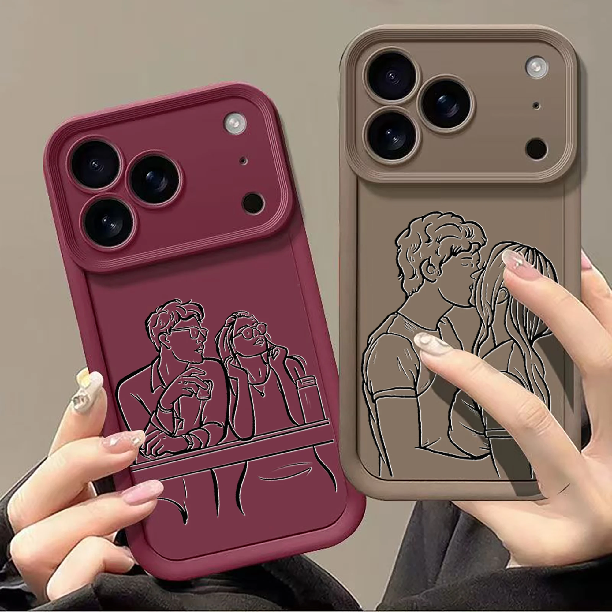 Esboço personalizado diy família casal animal de estimação amigo retrato pessoal etc imagem design para iphone 11 12 13 14 15 16 17 pro max 17 air plus