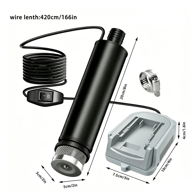 Portable 500GPH Water Transfer Pump for Dewalt 18V/20V Battery Powered Deep Well Submersible Water Pump For Garden,Camping, Pool