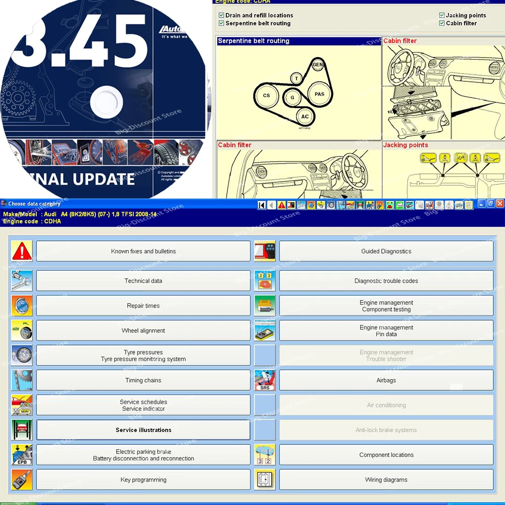 Diagnostic Tools Software 2024 Hot Sale Auto Data 3.45 Data Atris Stakis 2018.01V Multi-Languages CD USB car