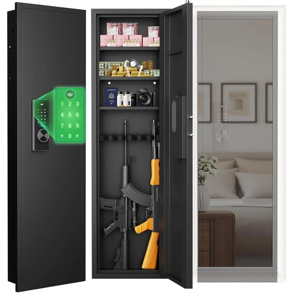 53 مسدس داخل الجدار آمن بين الأزرار، نظام إنذار مزدوج آمن للبندقية المخفية مع قفل إلكتروني بشاشة تعمل باللمس، فولاذ 19 مقياسًا #1