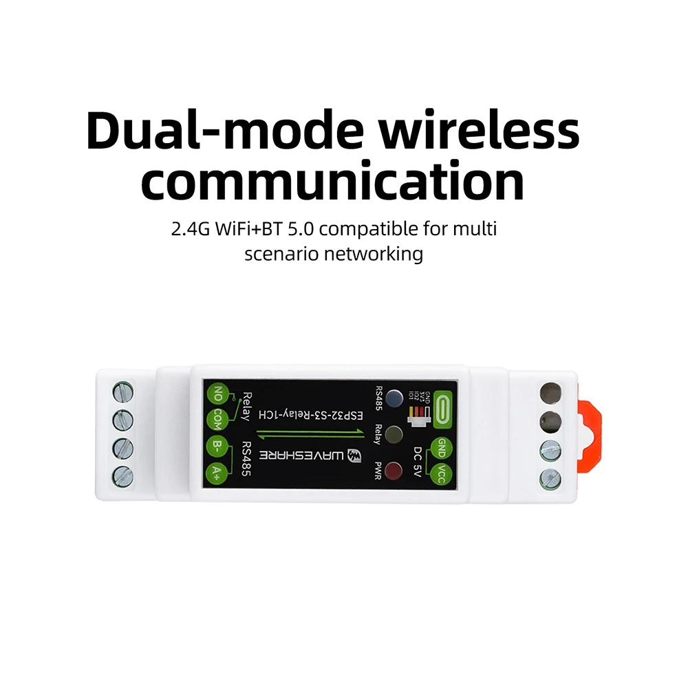 Waveshare ESP32-S3 1-Kanal-Relaismodul mit 2,4G WiFi 5.0 Bluetooth RS485 Dual Core 240MHz Industrielles DIN-Schienengehäuse mit RTC-Uhr – Detail 4