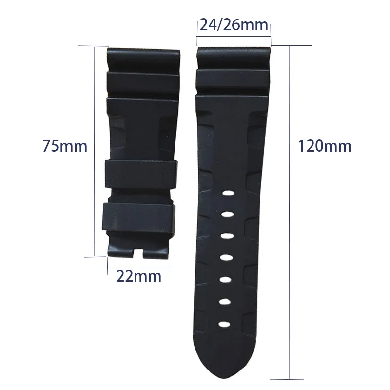 24mm/26mm Top Quality Nature Silicone Rubber StrapFit For Panerai PA111 441 386 Lightning model Strap Waterproof Watchband