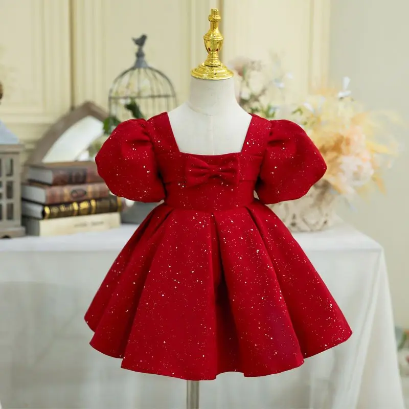 Toddler Girls Evening Dresses Luxury 2023 Birthday Party Gowns Ceremony Costume Formal Baby Kids Floral Christmas Dress Vestidos