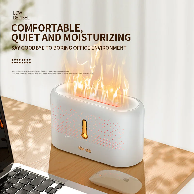 

Mini Air Humidifier Aroma Diffuser 3D Flame Light Essential Oil Diffuser 200Ml Ultrasonic Humidifier Home 7 colorful Flame