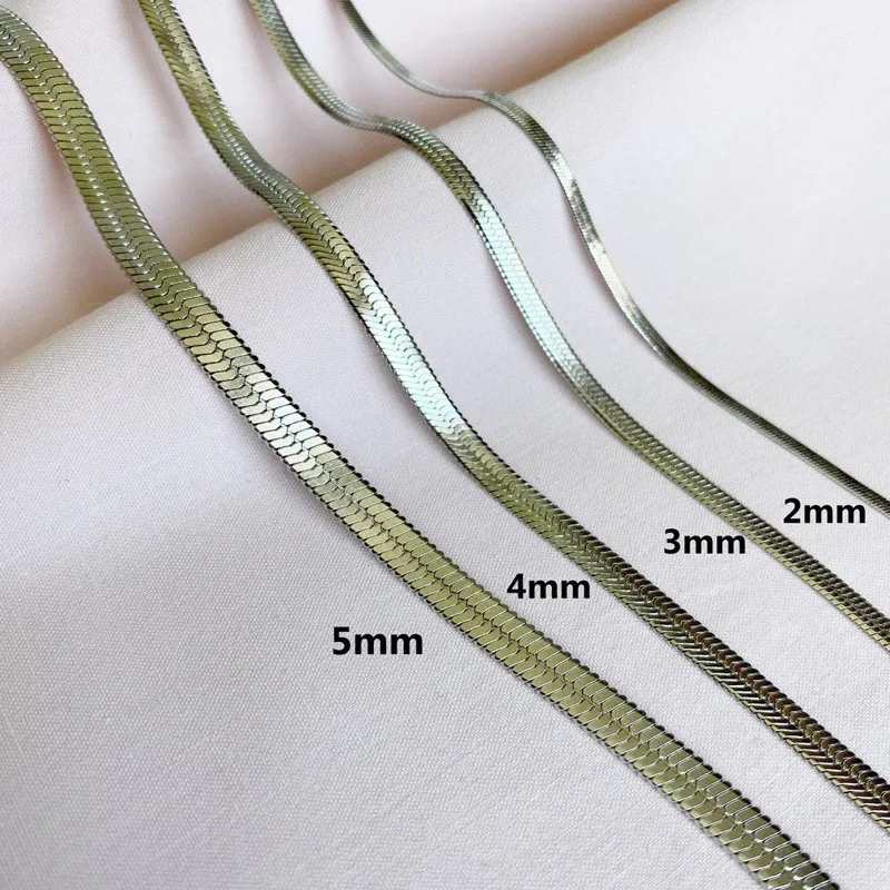 New Fashion Unisex Snake Chain Choker Necklace Stainless Steel Herringbone 2/3/4/5mm Gold Color Chain Necklace For Women Jewelry