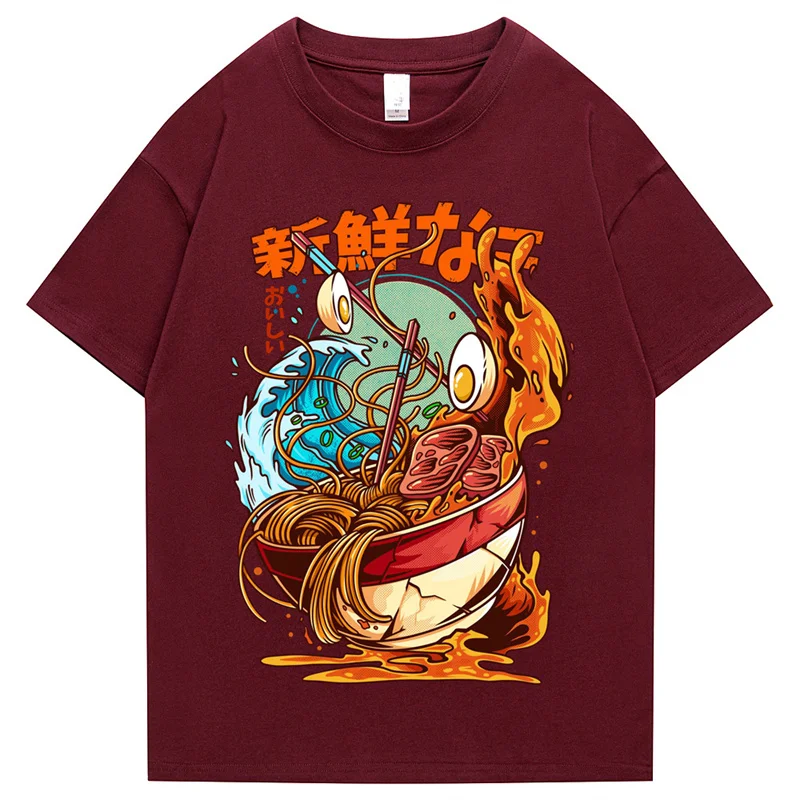 Japan Harajuku Dragon Noodle Men's Hip Hop T Shirt Monster T Shirt Streetwear Summer Top Tee Cotton T Shirt HipHop T Shirt Men