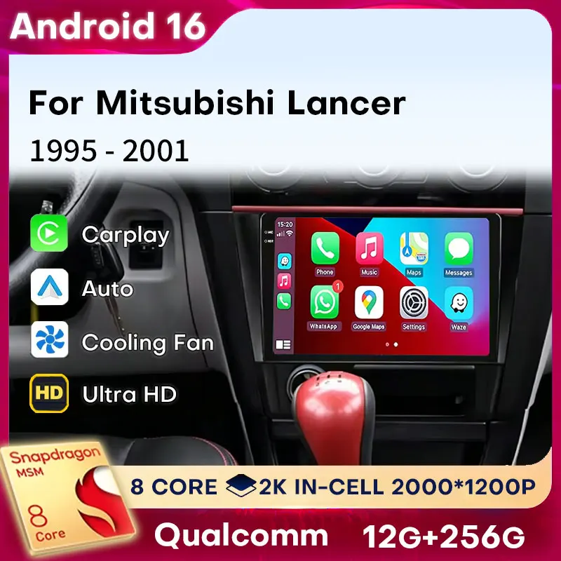 Radio para Auto Android 16 para Mitsubishi Lancer 1995 - 2001, CarPlay, Android Auto, Reproductor Multimedia de Video, Navegación, Estéreo, Cámara 360