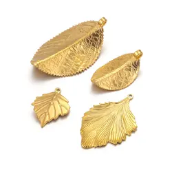 5pcs Stainless Steel Leaf Charms For Earrings Making 18K PVD Gold-plated Leaves Pendant DIY Necklace Earring Jewelry Accessories