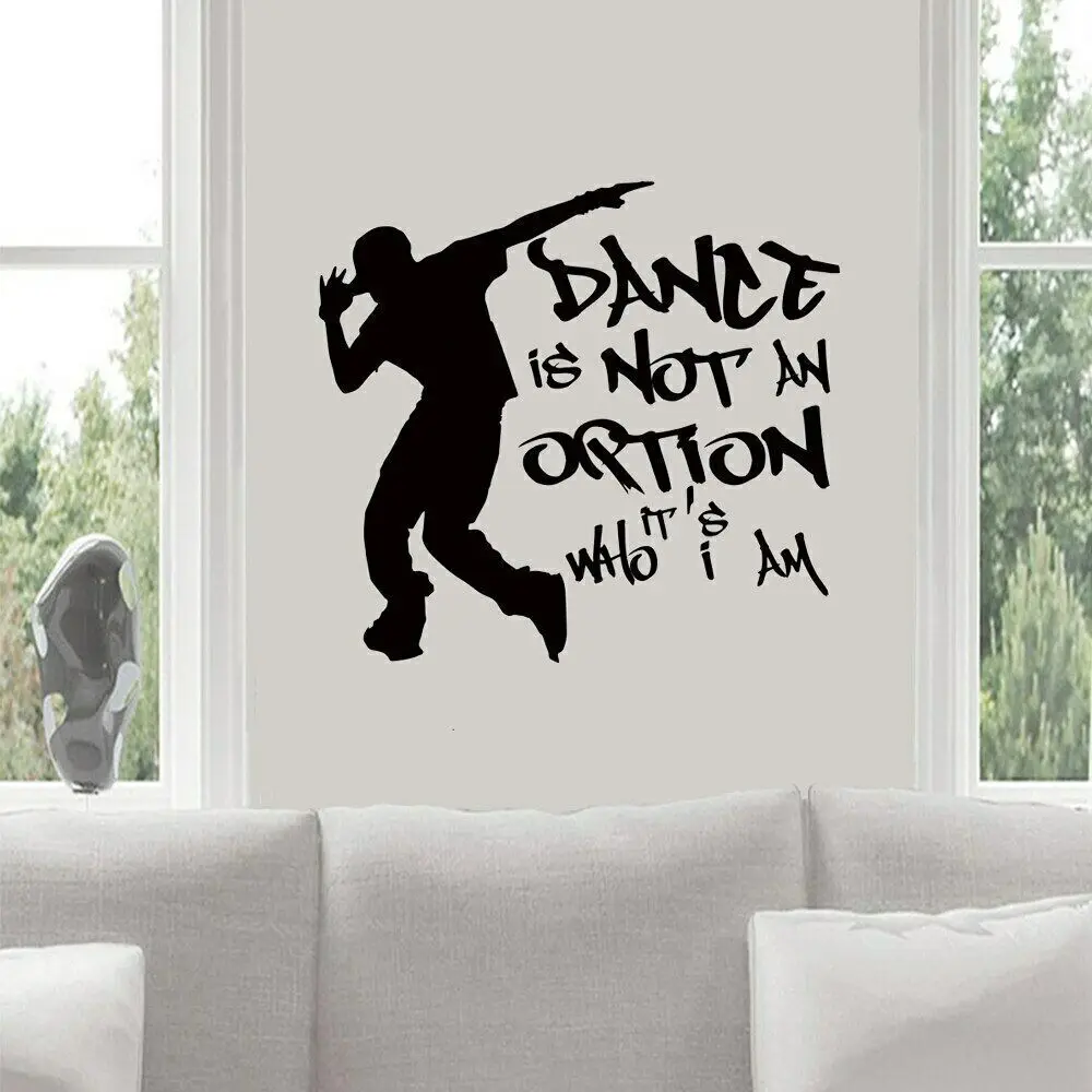 High Quality Wall Stickers Street Dance Theme Wall Stickers Quote Hip Hop Boys Room Home Decor Stickers Break Dance Decals TW03