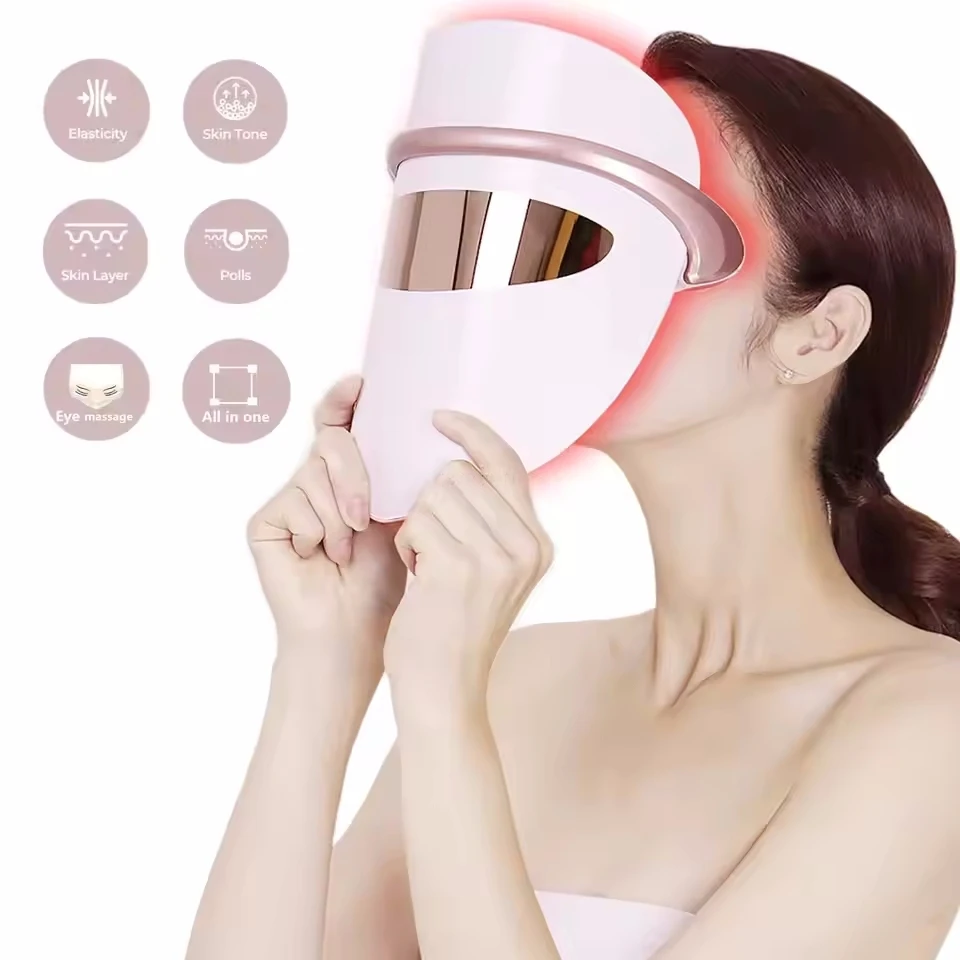 7 Color LED Facial Mask with Neck LED Face Light Therapy Mask Photon Rejuvenation Machine Lifting Brightening Shrink Pores