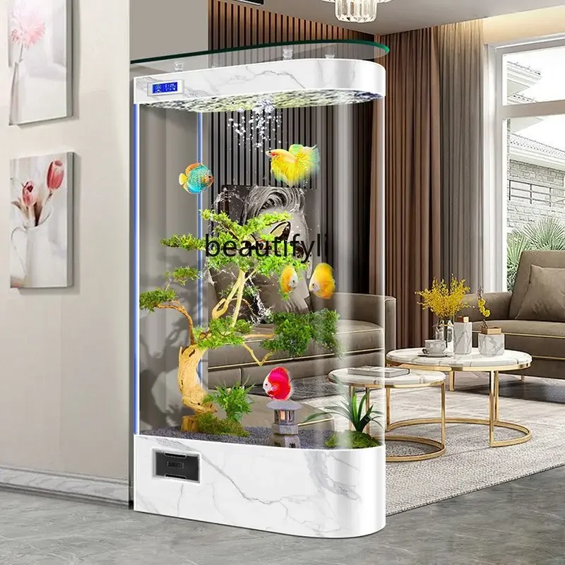 

Fish tank living room small aquarium water-free ecological glass goldfish tank floor screen