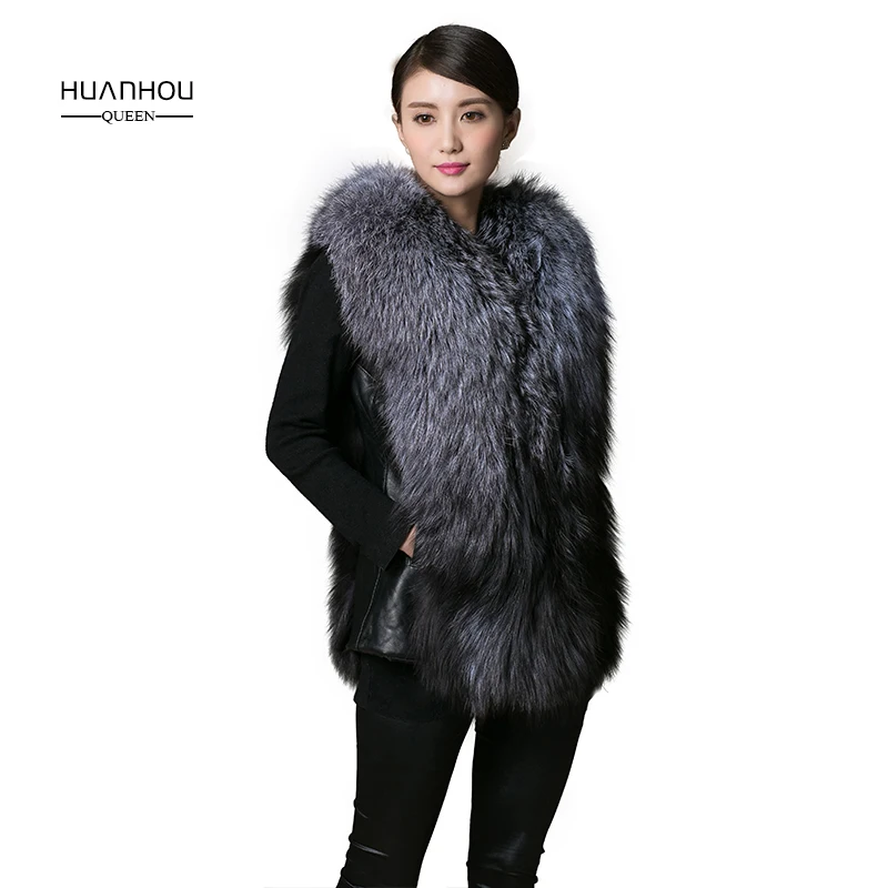 

silver fox fur vest real fox fur vest with sheepskin women winter fur jacket