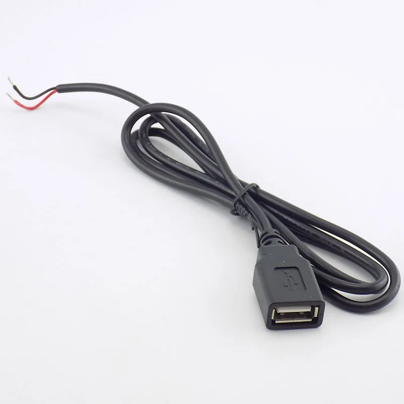 0.3/1/2M USB 2.0 Type A Female 2 Pin DIY extension power Cable DC 5V Power Supply Adapter Charge Connector Wire D6