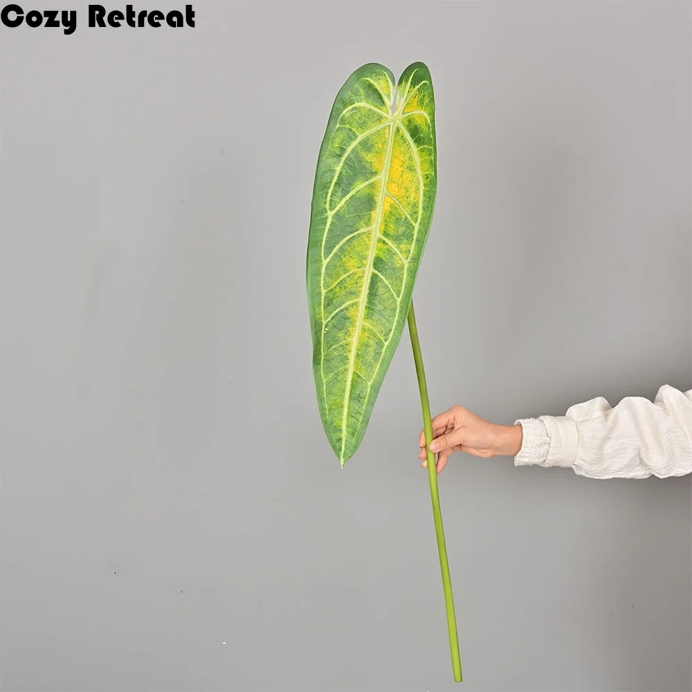 

Plastic Artificial Calla Leaves Lifelike Green Plants Artificial Arrowroot Leaf UV Resistant Realistic Faux Plant
