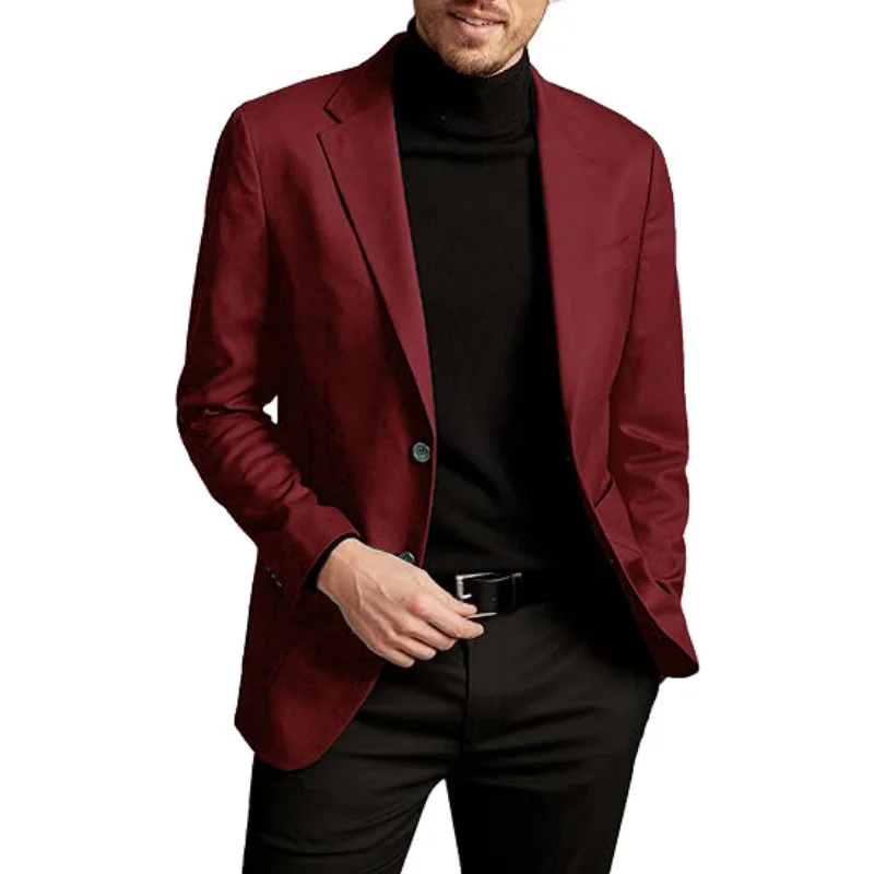Męska kurtka cienka nowa elegancka garnitur casual zamszowa wąska kurtka z podszewką płaszcz jednorzędowy rozmiar europejski M-XXL