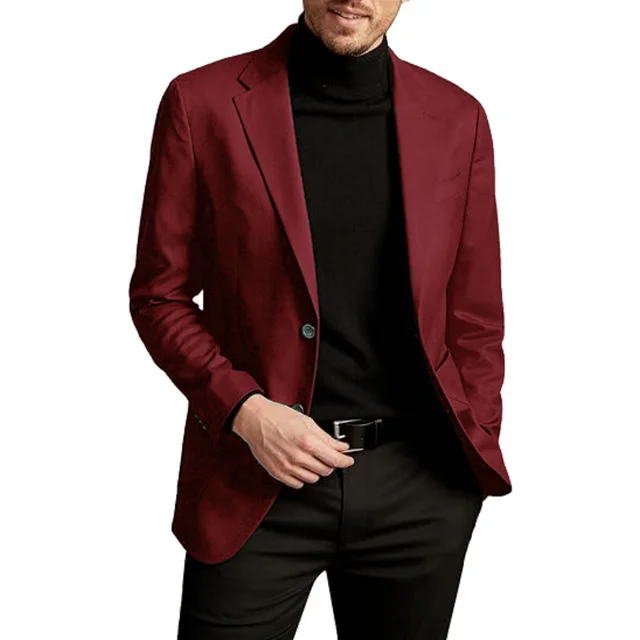 Męska kurtka cienka nowa elegancka garnitur casual zamszowa wąska kurtka z podszewką płaszcz jednorzędowy rozmiar europejski M-XXL