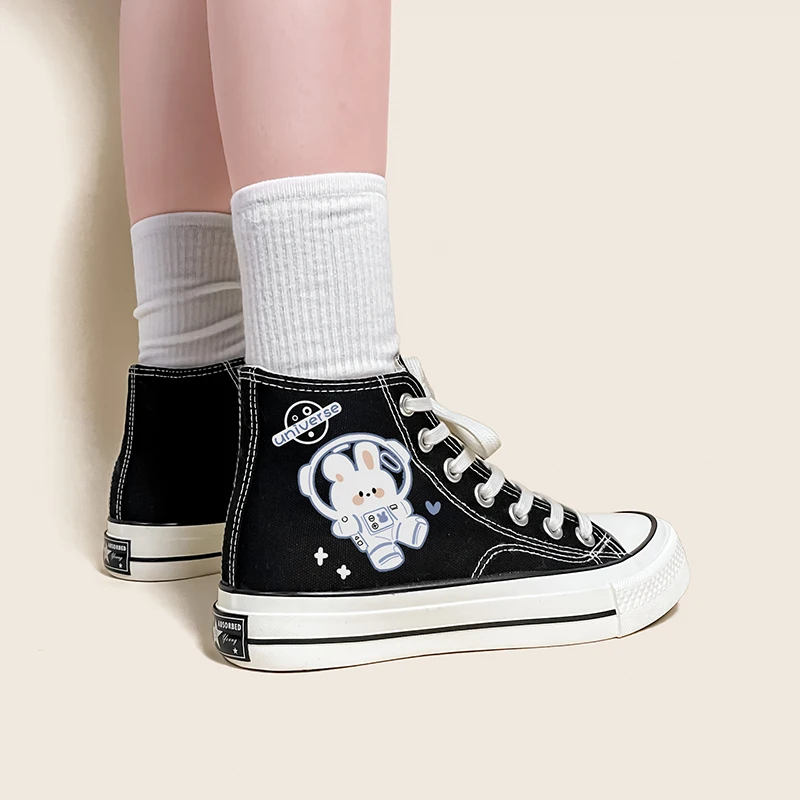 Amy and Michael Anime High Top Canvas Shoes Cute Girls Students Teens Flat Casual Sneakers Female Woman Vulcanize Shoes