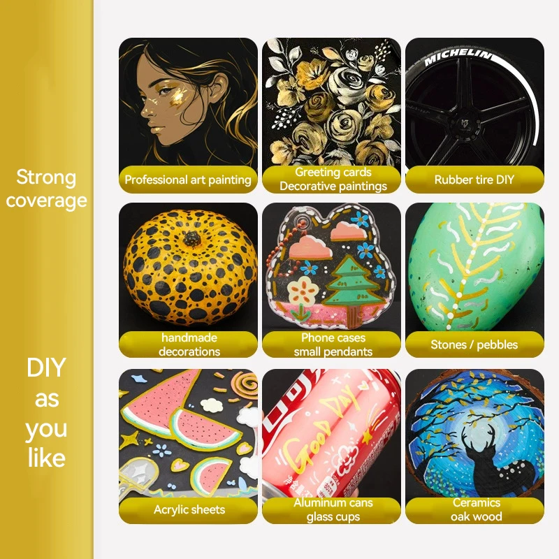 مقاوم للماء فرشاة معدنية دائمة أقلام خطاط (ماركر) 0.7 مللي متر/1.0 مللي متر لتقوم بها بنفسك الراتنج قالب الذهب الفضة الرسم لوازم الحرفية علامات القلم