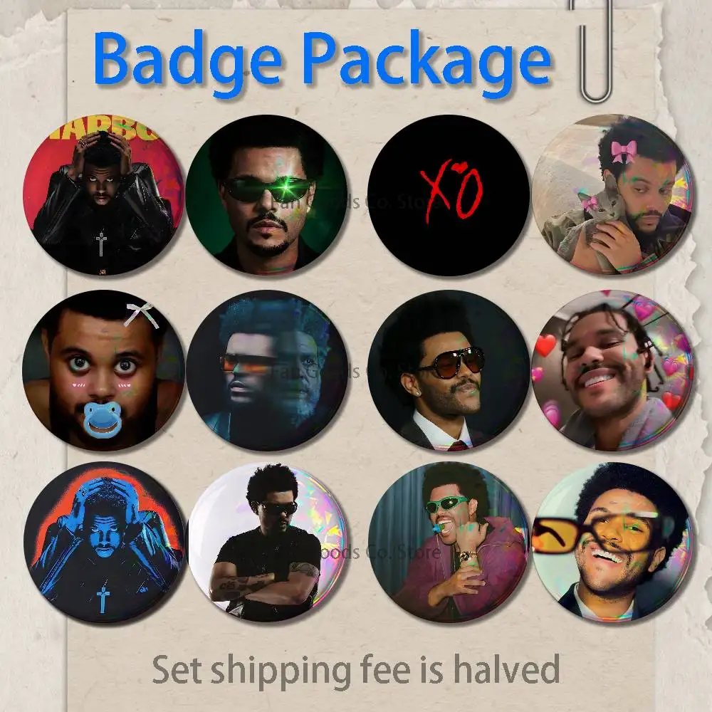 

Singer The W-Weeknd Brooches for Backpack Accessories 25,32,44,58,75mm Round Enamel Pins 2-piece set Cartoon Anime Badge