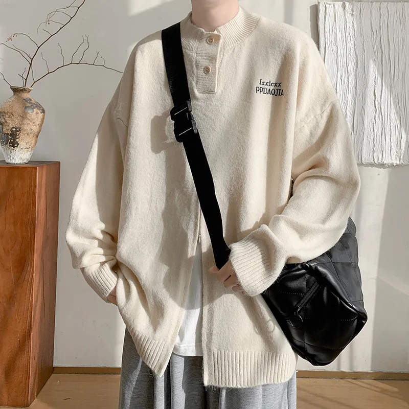 Big And Tall Men's 5XL Heavy Knit Sweater Half Zip Letter Embroidery Comfort Fit Premium Quality Trendy Street Style M-XXXXXL