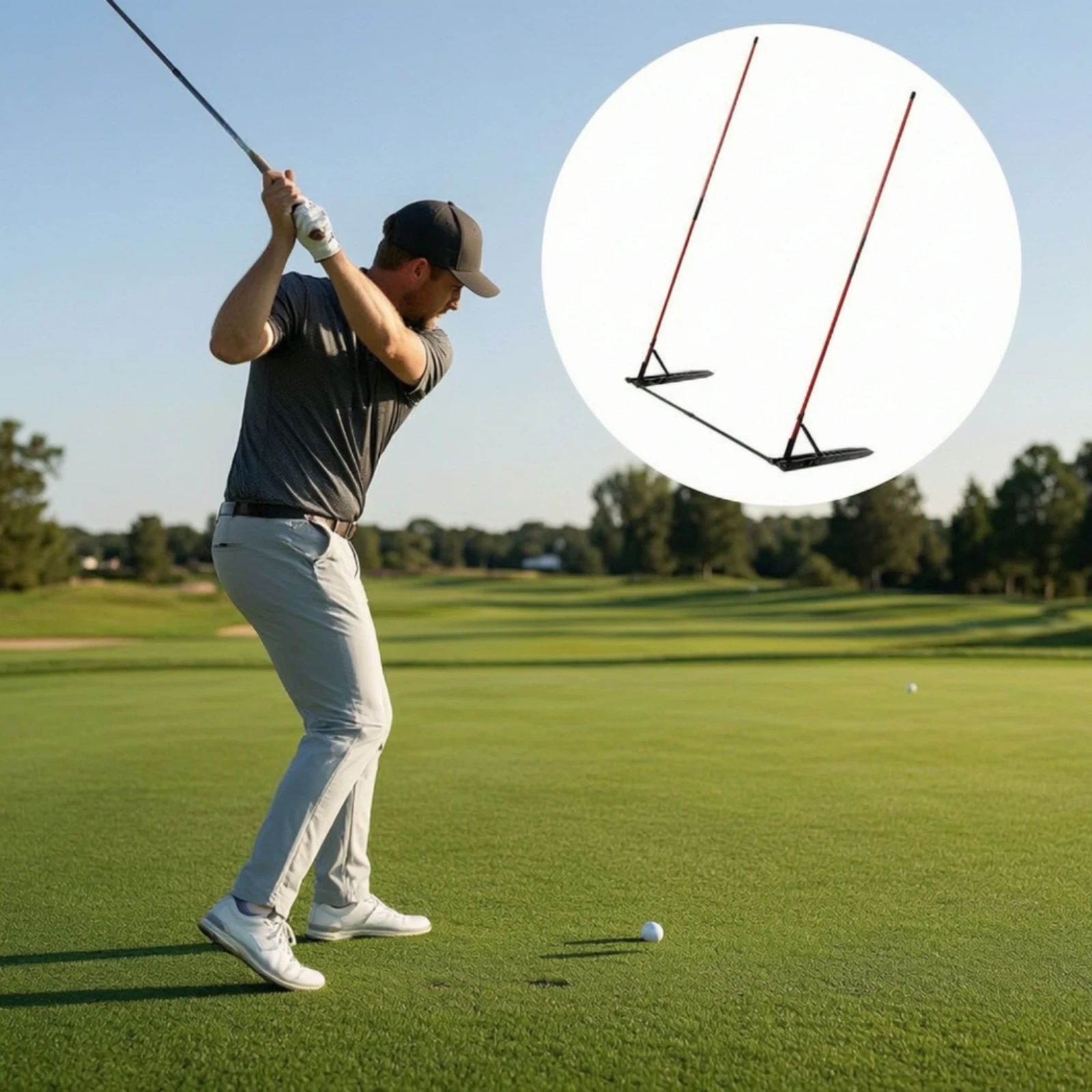 Golf Swing Plane Aid Portable Golf Swing Path Aid Versatile Stable for Golfers, Driving Range, Home