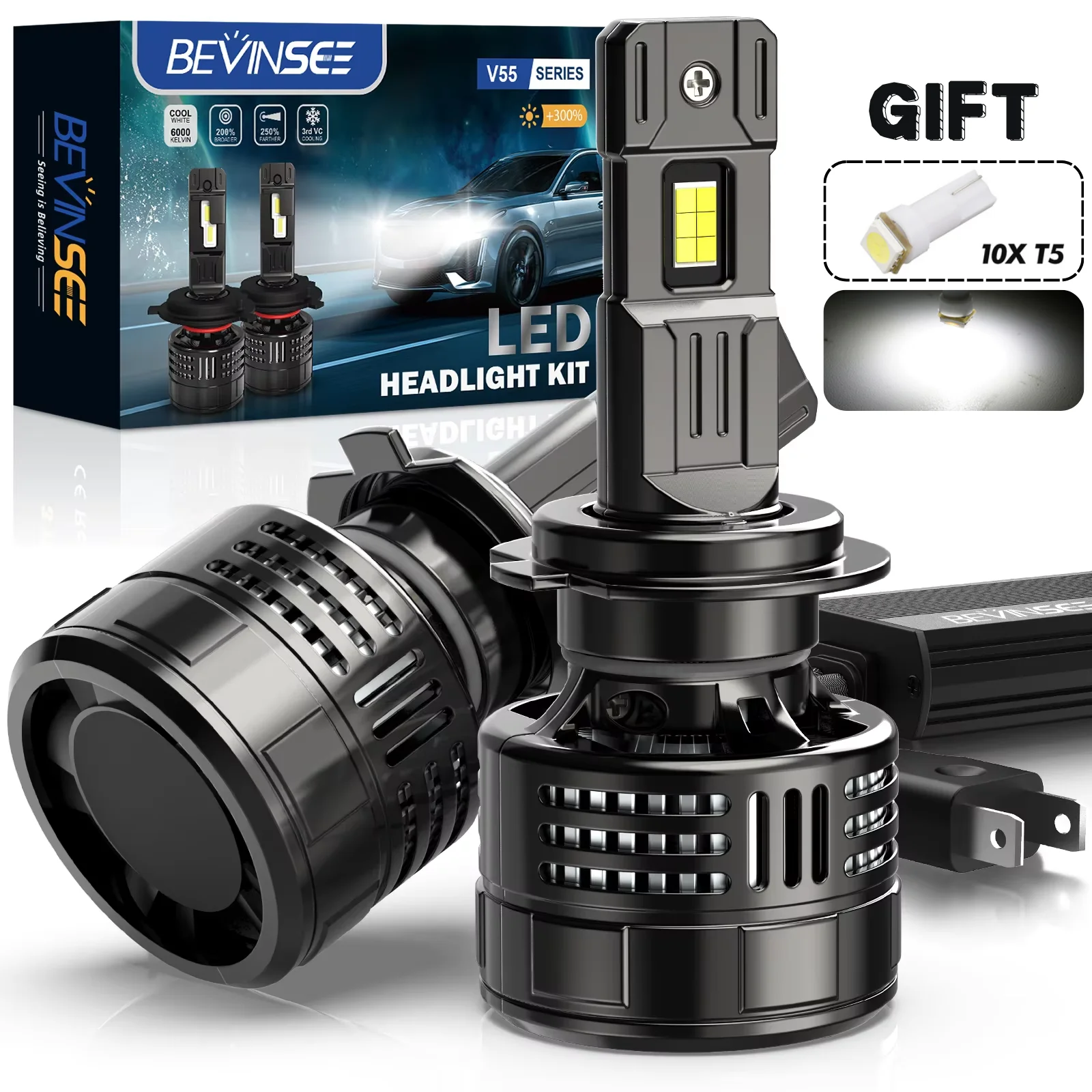 

BEVINSEE V55 150W 28000LM H7 H4 H11 LED CANBUS LED Headlight Bulbs 9005 HB3 9006 HB4 H8 H9 9012 HIR2 LED Auto Super Bright Lamps