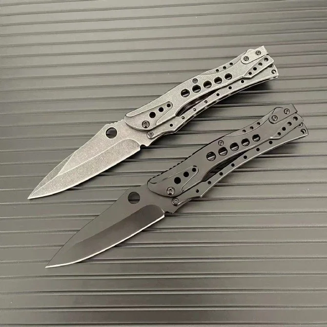 

JL Mechanical Folding Knife 7CR15MoV Blade Stainless Steel Handle Tactical Hunting Camping Pocket EDC Survival Tool Knives