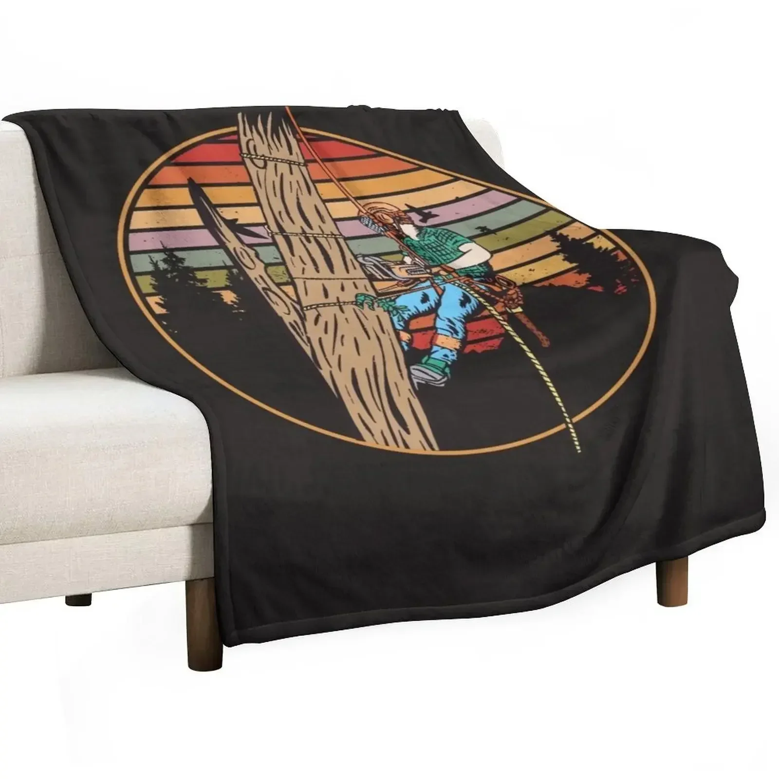 Arborist Vintage Sunset Art For Tree Trimmer Throw Blanket Sofa cosplay anime Blankets