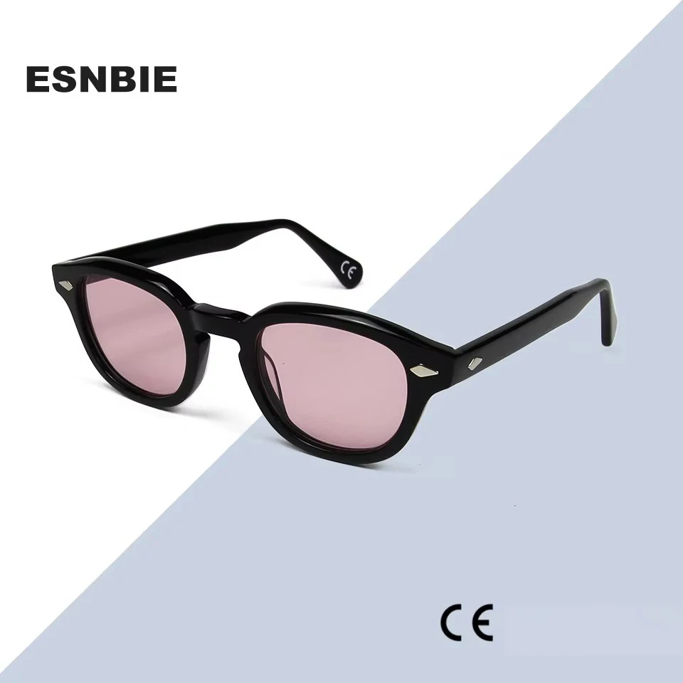 NEW Acetate Sunglasses Pink Brand Designer Round Sun Glasses For Women Men Vintage Trend Shades Glasses Occhiali Da Sole Donna