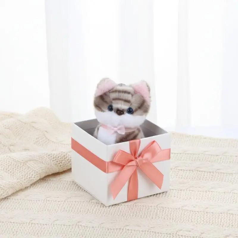 Cute Mini Cat Plush Keychain Soft Fluffy Realistic Kitten Doll Pendant Multifunctional for Bag Key Accessory Kids Gift