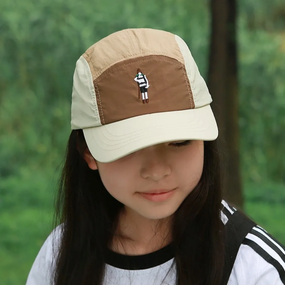 Casual Waterproof Curved Brim Golf Hat Splicing Breathable Flat-brimmed Cap Soft Peaked 5-panel Baseball Cap Summer
