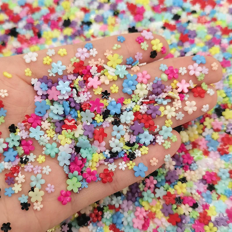 Mix Colors Acrylic Flower Nail Art Decorations Bulk Crystal Nails Parts Gems 3D Charms Nail Steel Beads Nail Art Accessories