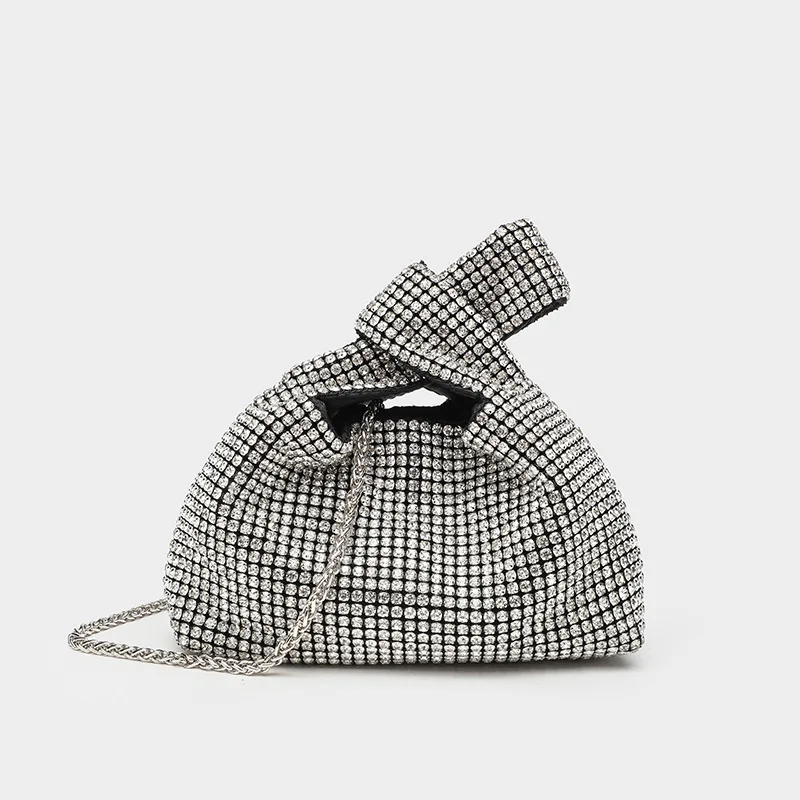 

Fashion Shiny Diamond Handbag Glitter Rhinestones Evening Bag Luxury Designer Party Wedding Wrist Bag Silver Chain Crossbody Bag