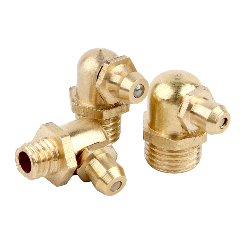 M6 M8 M10 M12 M14 M16 Brass  Zerk Nipple Copper Oil Mouth Thread Straight 45 90 Degree Universal Joint Grease Gun Nozzles