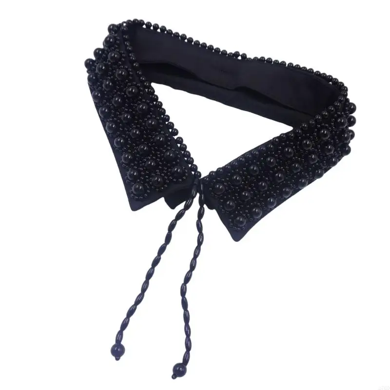 طوق صناعي متعدد الاستخدامات 270D مع ديكورات لؤلؤية وإكسسوارات الملابس المزخرفة مع تصميم مربوط برباط للنساء والفتيات