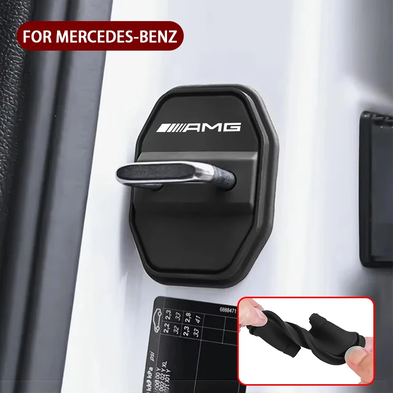 2/4pcs Silicone Car Door Lock Buckle Protector Cover For Mercedes Benz AMG W204 W213 W205 W211 W176 W164 Cla Smart Accessories