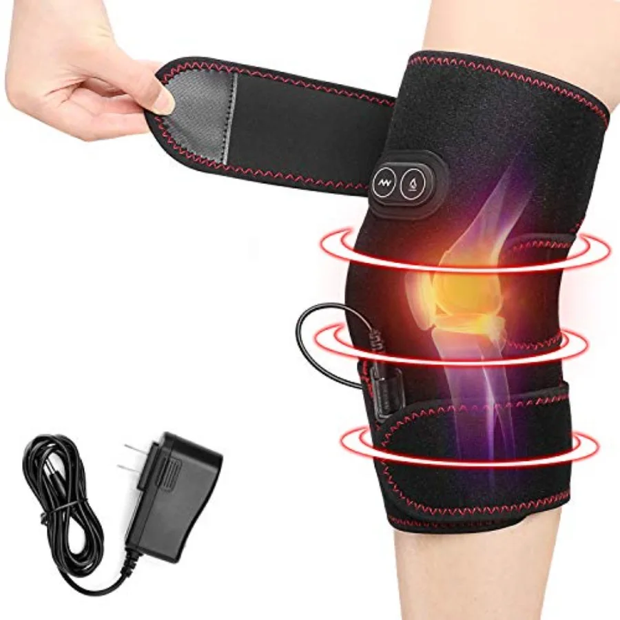 

Heated Knee Brace Wrap 3 Adjustable Heat and Vibration Knee Massager for Arthritis Knee Pain Relief Massaging Knee Pad with AC