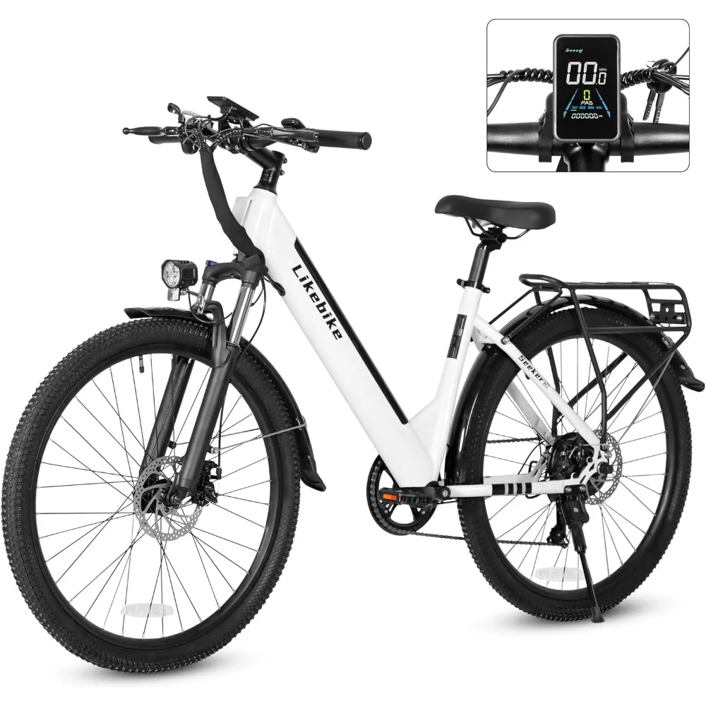 26 inch adult electric bike, step-through electric bike with 350W motor, 36V 9Ah removable battery, 20MPH electric bike