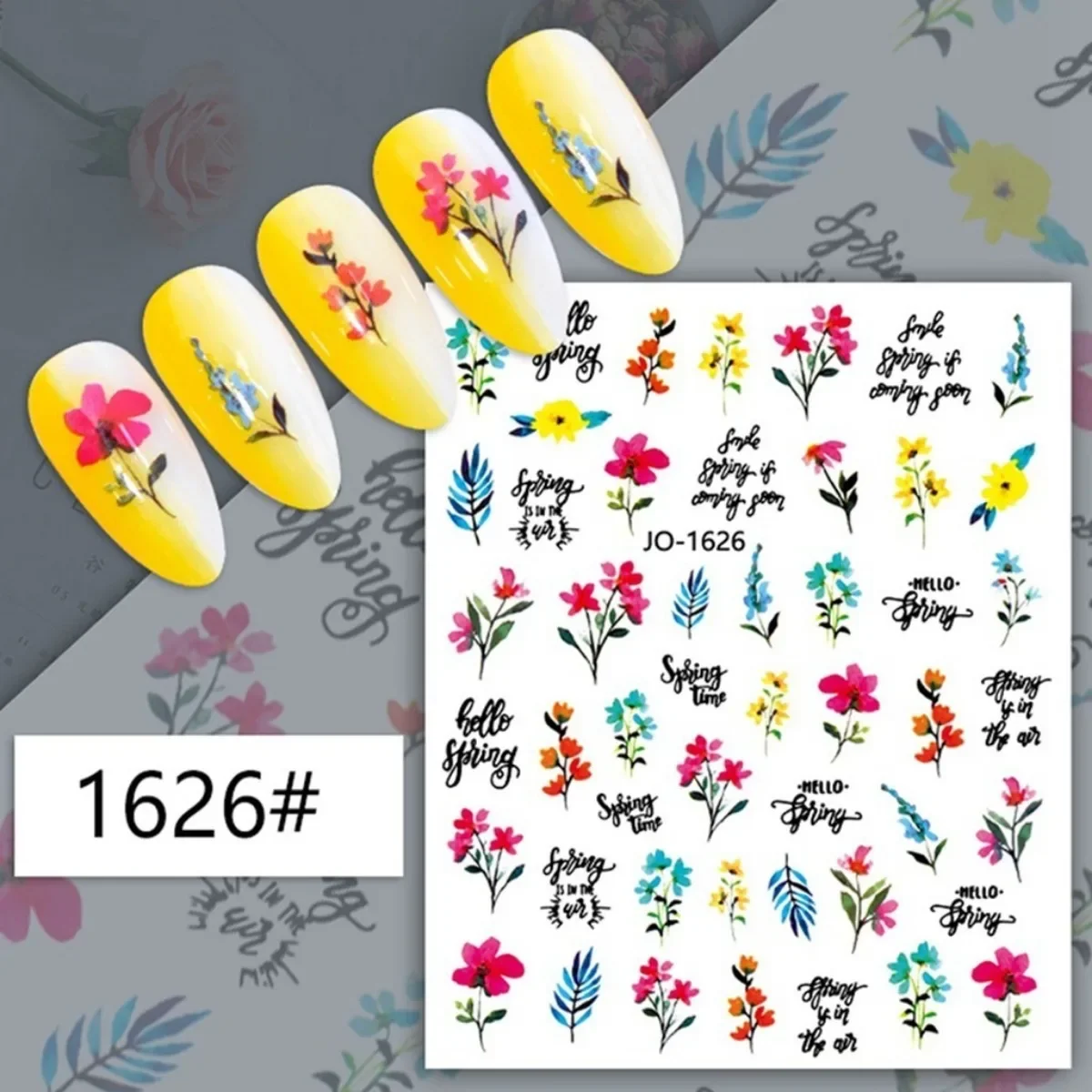 Plant Flower Theme Nail Art Stickers Colorful Spring Leaf Abstract Exaggerating Design Nail Decoration Decals