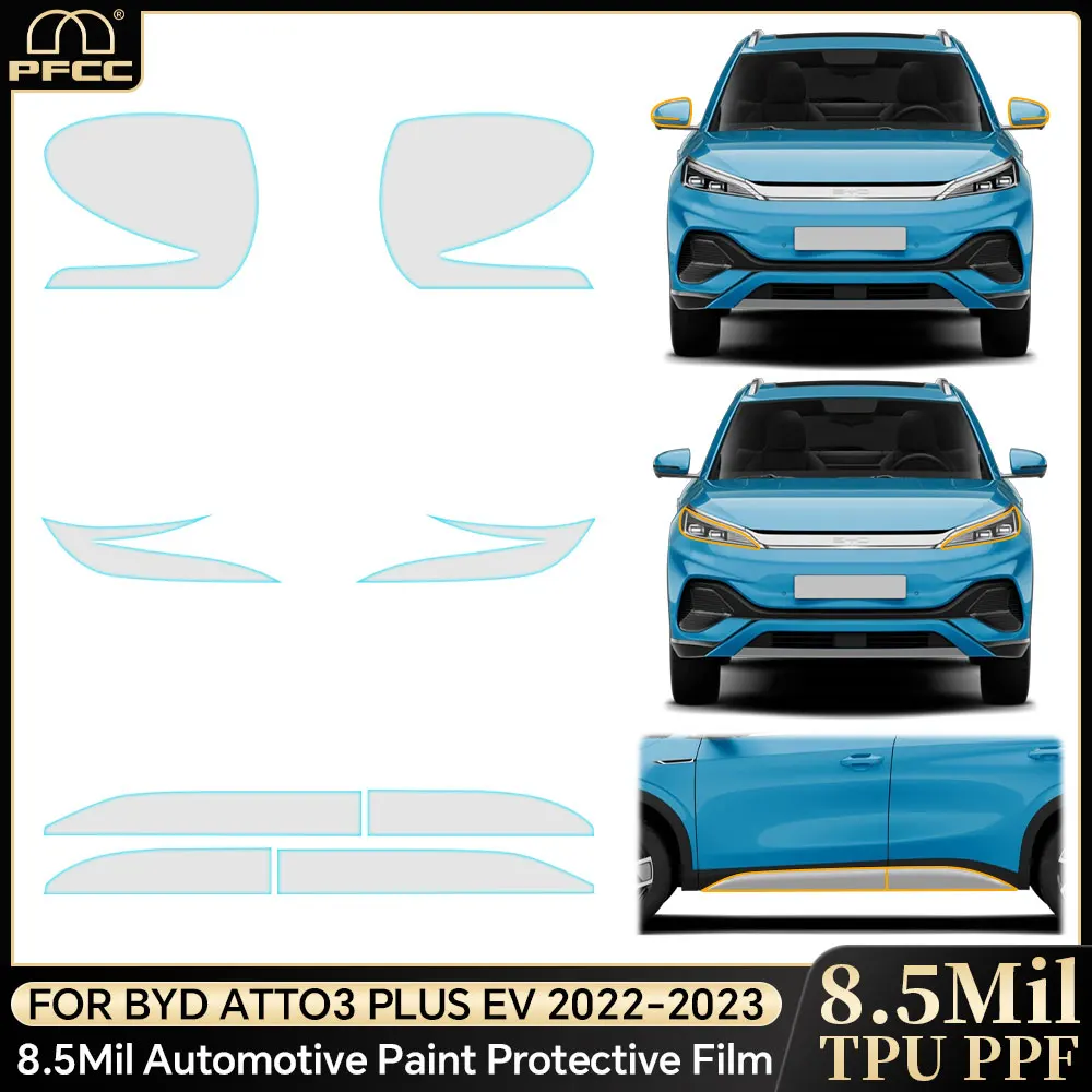 

For BYD ATTO3 PIus EV 2022 2023 TPU Headlight Film Clear Pre Cut PPF Scratch Car Paint Protection Film Transparent Accessories