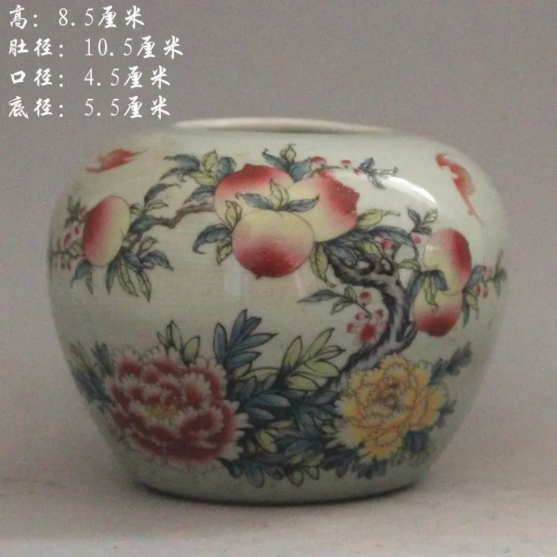 Chinese porcelain Color Hand Painted flowers Peach jar pots Pen wash decoration