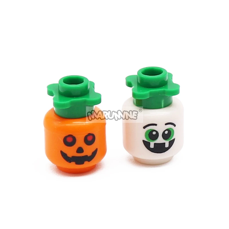 Marumine-Blocos de Impressão Halloween, Acessórios Ghost Heads, Compatible MOC Bricks, DIY, Mini Modeling Puzzle Parts, 3626, 80Pcs